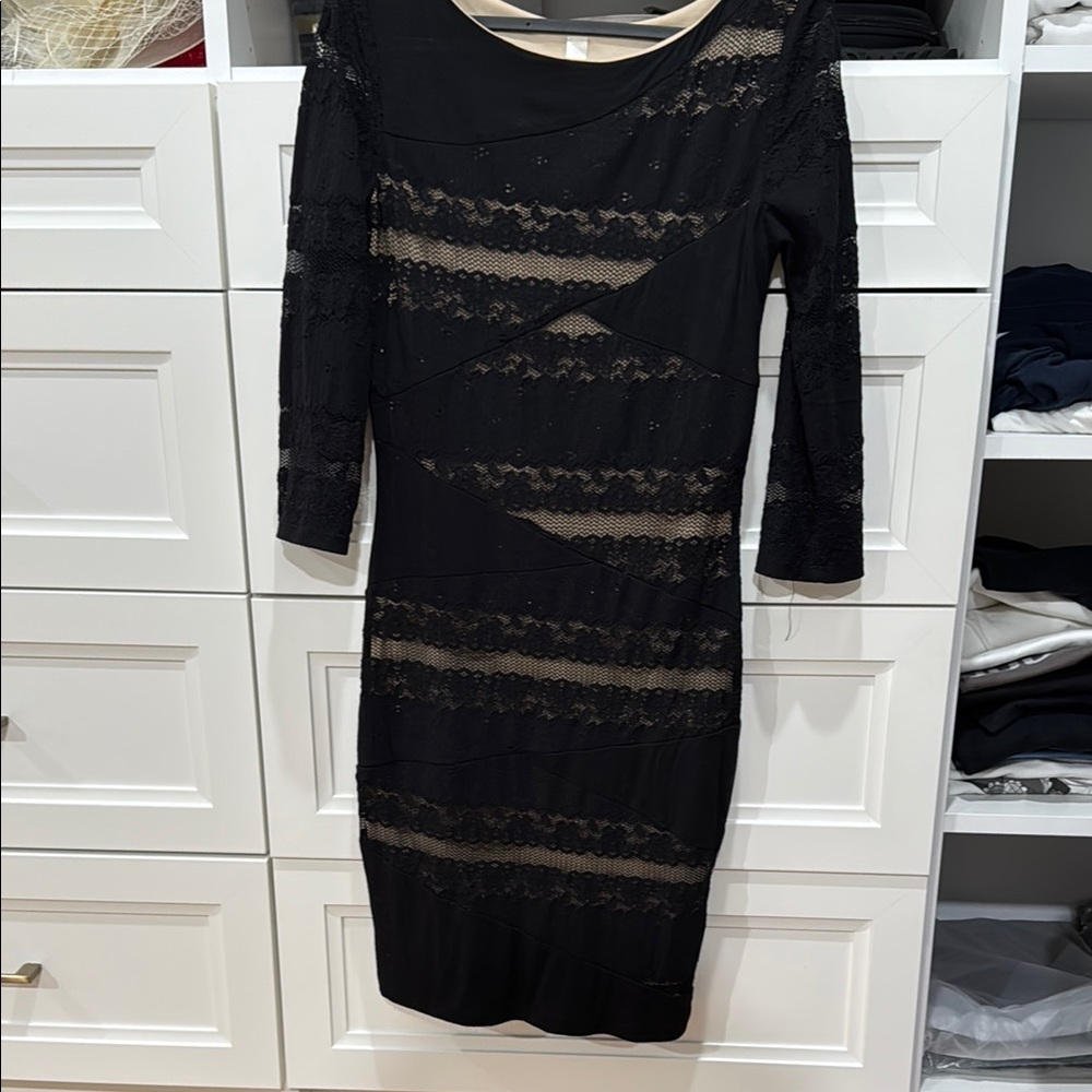 Lovely Day Black and Tan Long Sleeve Bodycon Dress